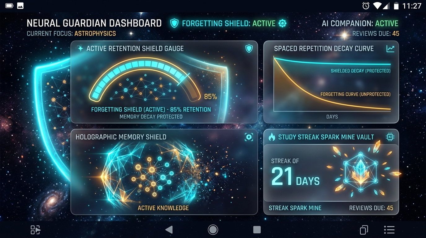 Nova 1.5 Forgetting Shield — Ebbinghaus memory retention curve and active decay alerts