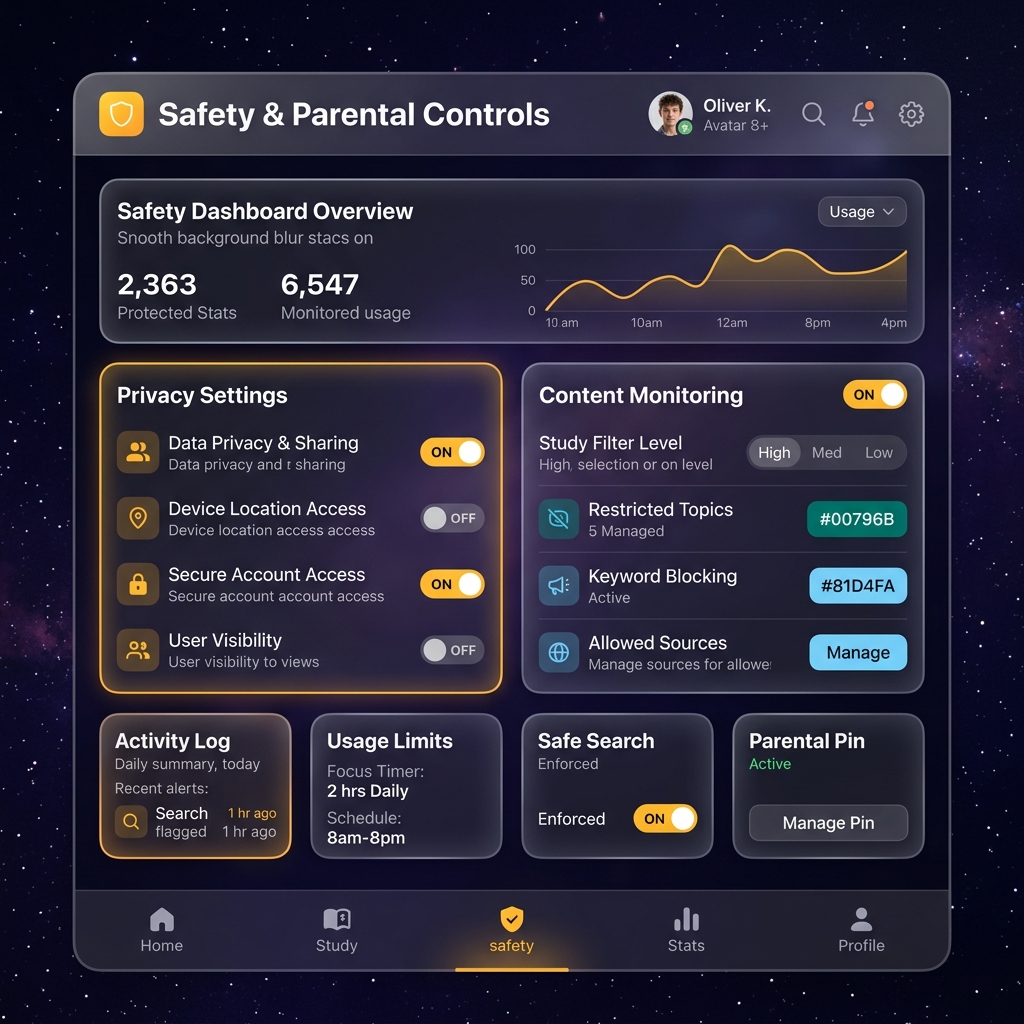 Nova Safety Features — parental controls and content monitoring