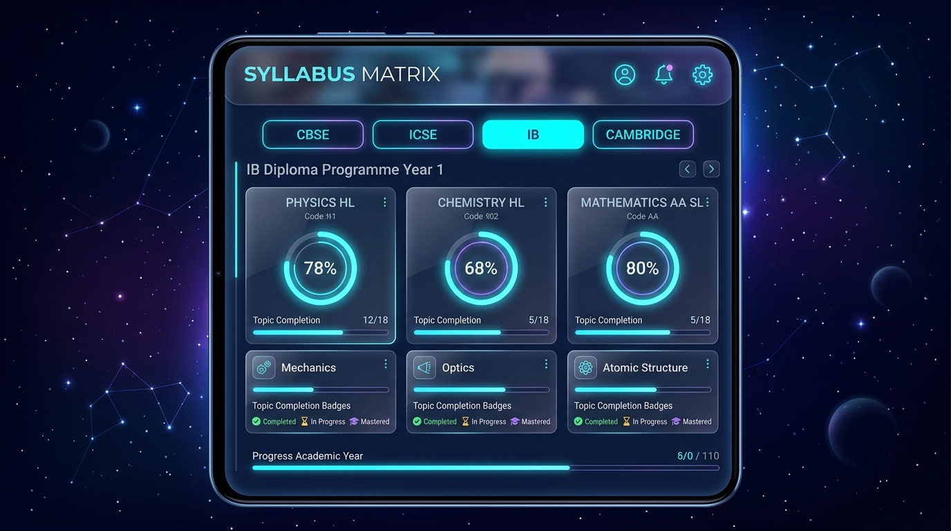 Nova 1.5 Syllabus Matrix — interactive curriculum progress matrix with past-year questions